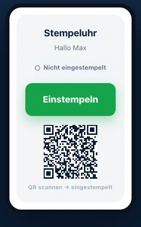 heyKumpel Zeiterfassung – digitale Stempeluhr mit QR-Code auf dem Smartphone